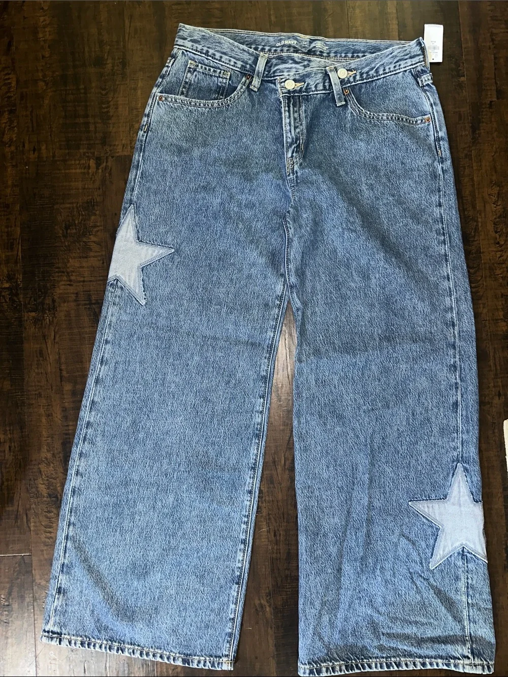 Old Navy Light Blue Wide-Leg Jeans with Star Patches